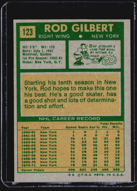 1971-72 Topps - #123 Rod Gilbert