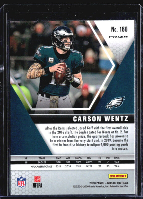 2020 Panini Mosaic - Mosaic Red Prizm #160 Carson Wentz