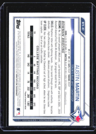 2021 Bowman - Prospects #BP-87 Austin Martin (RC)