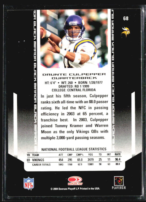 2004 Leaf Certified Materials - Mirror Black #68 Daunte Culpepper 1/1