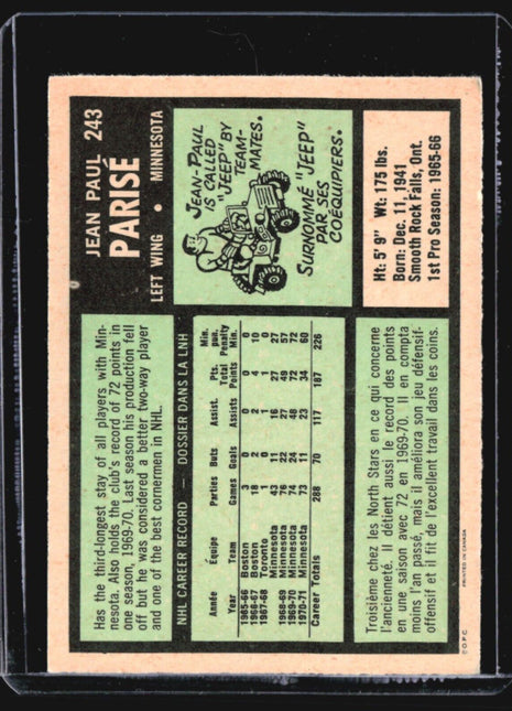 1971-72 O-Pee-Chee - #243 J.P. Parise