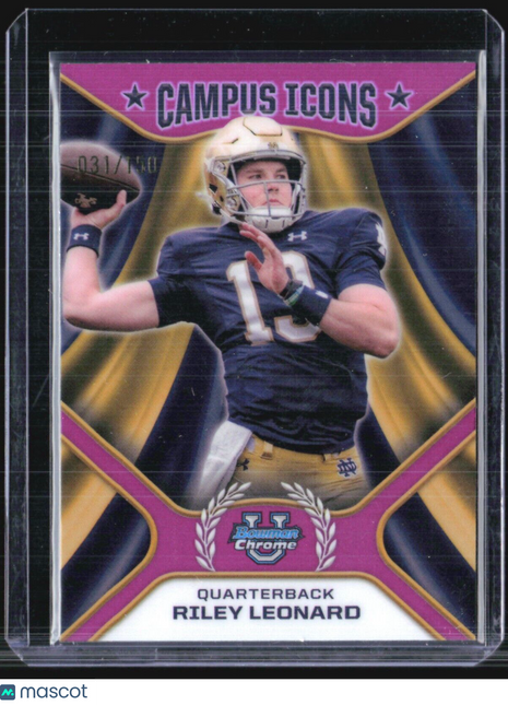 2024 Bowman U Chrome Riley Leonard Campus Icons Pink Refractor /150