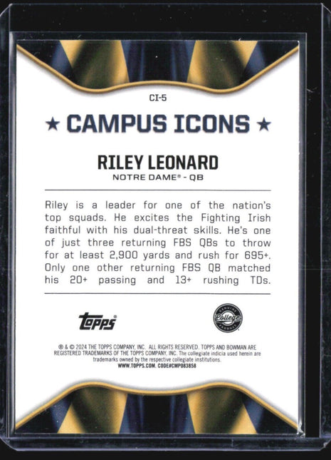 2024 Bowman U Chrome Riley Leonard Campus Icons Pink Refractor /150