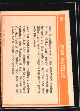 1972-73 O-Pee-Chee - Ranger Defense #48 Jean Ratelle