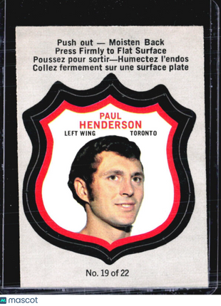 1972-73 O-Pee-Chee Player's Crest Paul Henderson #19