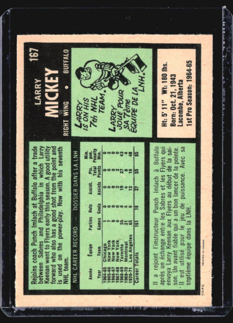 1971-72 O-Pee-Chee - #167 Larry Mickey