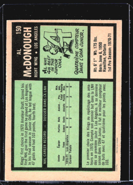 1971-72 O-Pee-Chee - #150 Al McDonough (RC)