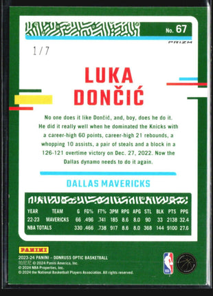2023-24 Panini Donruss Optic Luka Doncic Red Yellow Fast Break /7 #67