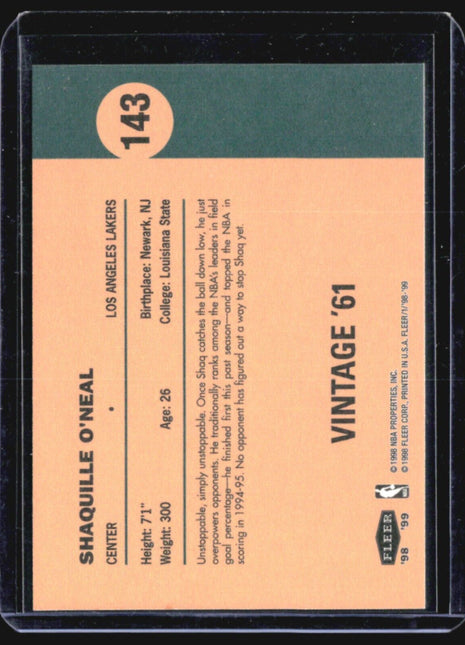 1998-99 Fleer Tradition - Vintage '61 #143 Shaquille O'Neal