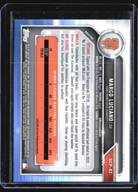 2019 Bowman Chrome Marco Luciano 1st #BCP-82