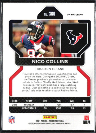 2021 Panini Prizm - Rookie #360 Nico Collins (RC) Orange Disco