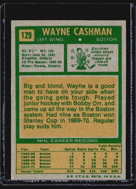 1971-72 Topps - #129 Wayne Cashman