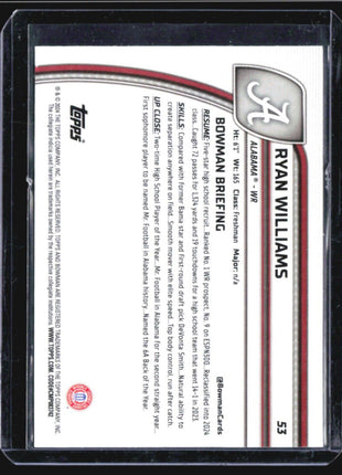 2024 Bowman U Chrome Ryan Williams #53 1st