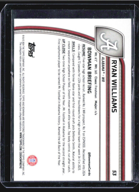 2024 Bowman U Chrome Ryan Williams #53 1st