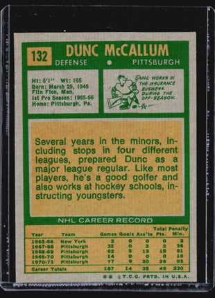 1971-72 Topps - #132 Dunc McCallum (RC)