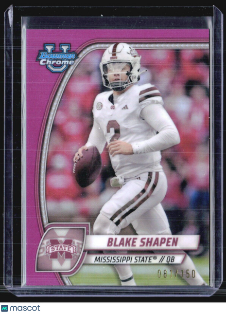 2024 Bowman University Chrome - #22 Blake Shapen (RC) Pink Refractor /150