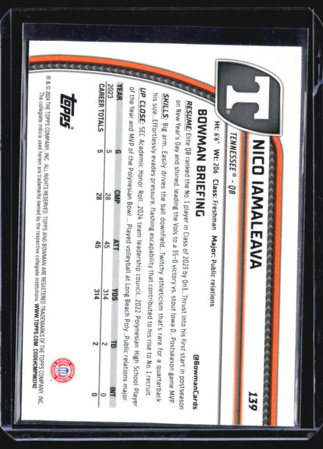 2024 Bowman Chrome U Sapphire Nico Imaaleava 1st #139