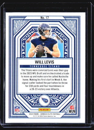 2024 Panini Donruss Elite - Elite Deck #17 Will Levis