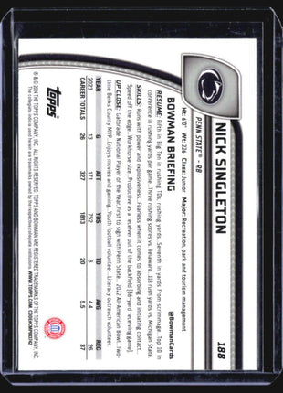 2024 Bowman Chrome U Nick Singleton Blue Speckle /175 #188