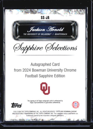 2024 Bowman Chrome U Sapphire Selections Jackson Arnold Auto #SS-JA