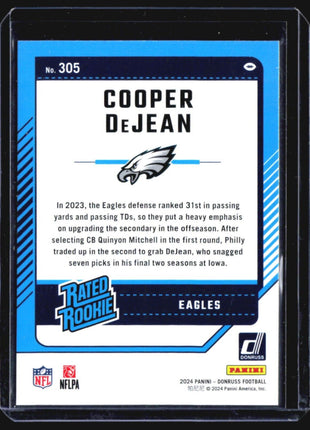 2024 Panini Donruss - Rated Rookie #305 Cooper DeJean (RC)