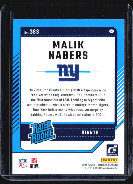 2024 Donruss Rated Rookie Malik Nabers Green Press Proof #383