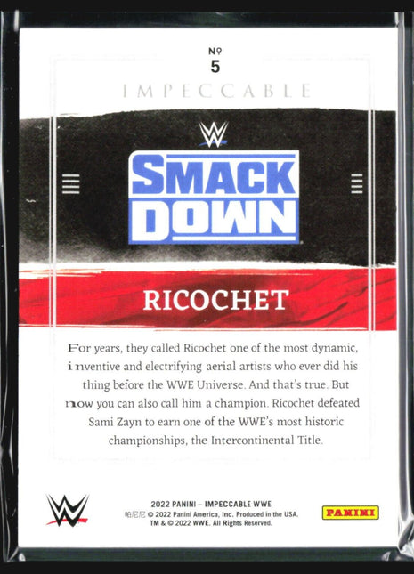 2022 Panini Impeccable WWE - #5 Ricochet /35 Gold