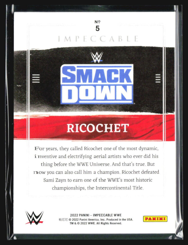 2022 Panini Impeccable WWE - #5 Ricochet /35 Gold
