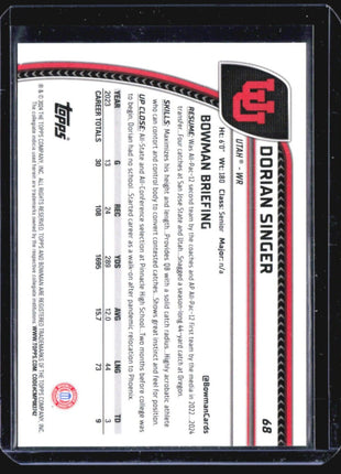 2024 Bowman Chrome U Dorian Singer Green Wave /99 #68