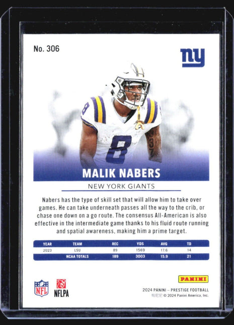 2024 Panini Prestige - Rookies #306 Malik Nabers (RC)