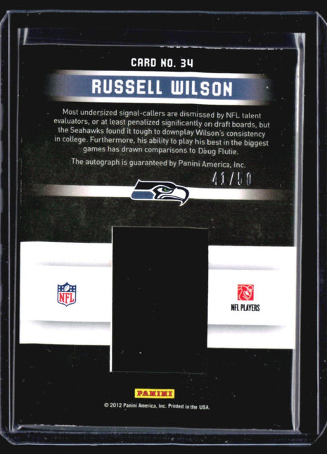 2012 Panini Rookies & Stars Rookie Slideshow Signatures #34 Russell Wilson /50
