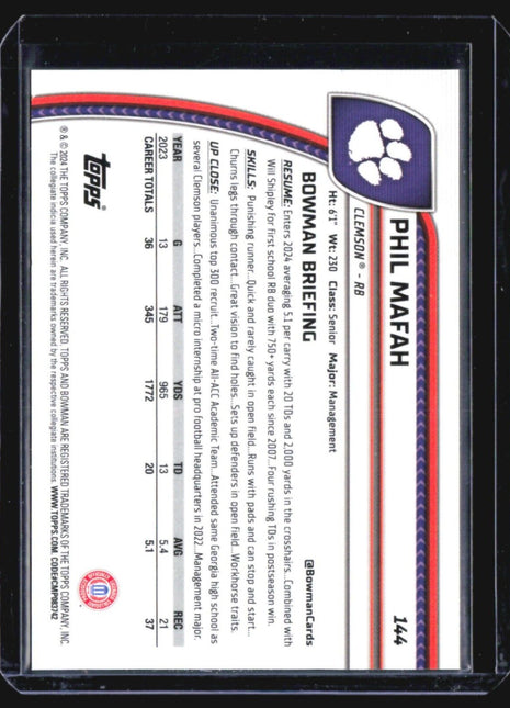 2024 Bowman Chrome U Sapphire Phil Mafah Yellow /75 #144