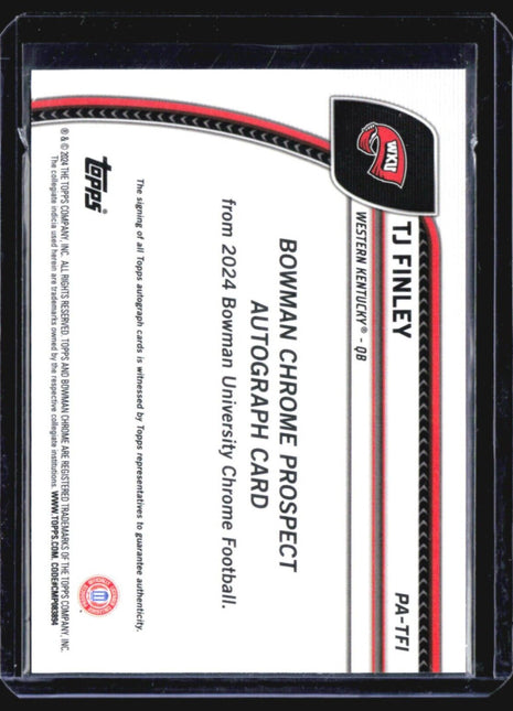 2024 Bowman Chrome U TJ Finley 1st Auto