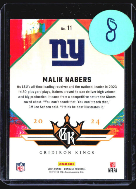 2024 Donruss Gridiron Kings Malik Nabers Rc #11