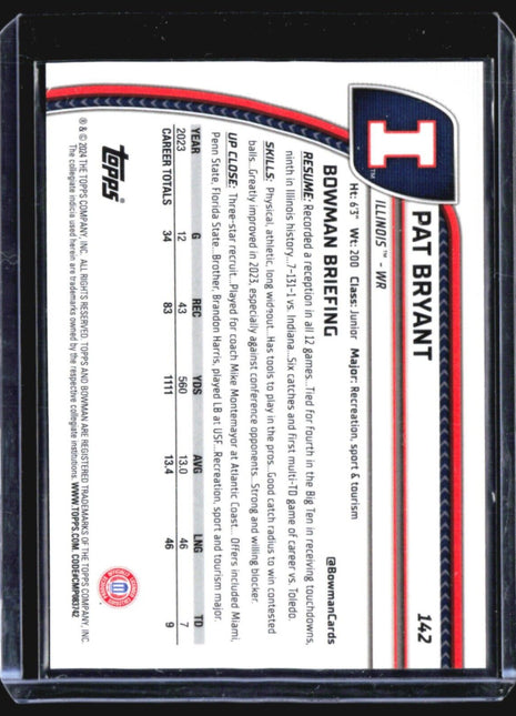 2024 Bowman Chrome U Pat Bryant 1st Purple Speckle /375 #142