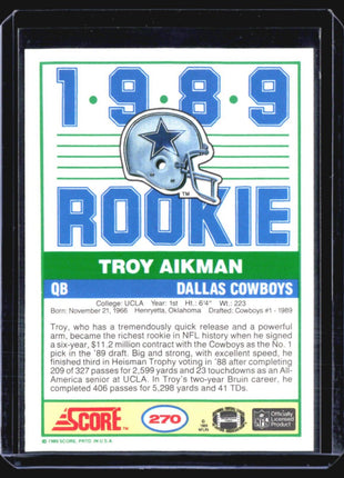 1989 Score - #270 Troy Aikman (RC)