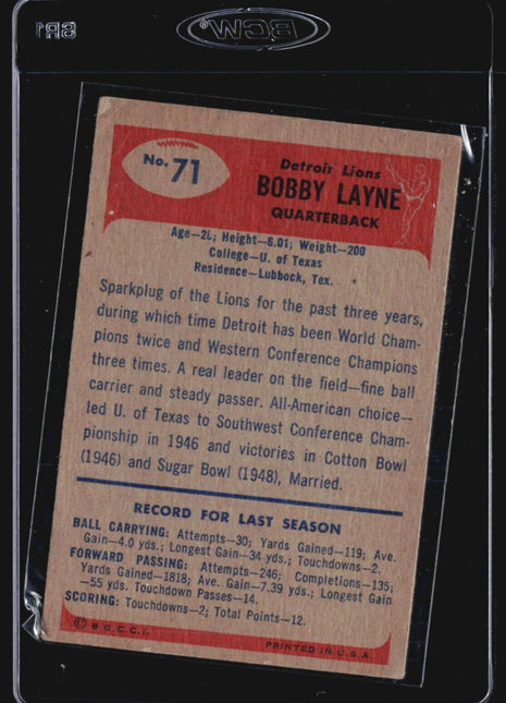 1955 Bowman Bobby Layne #71