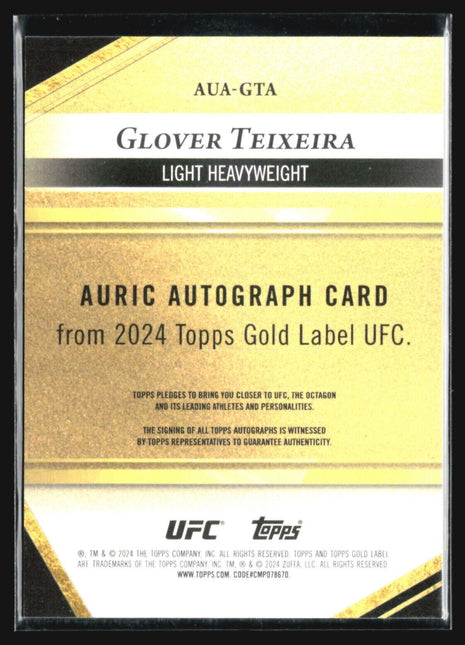 2024 Topps UFC Gold Label Glover Teixeira Auto /199