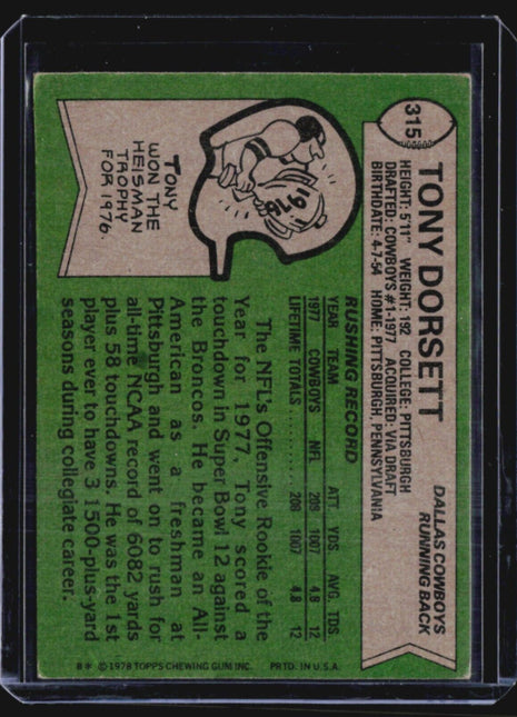 1978 Topps - #315 Tony Dorsett (RC)