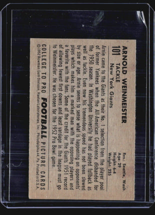 1952 Bowman - Small #101 Arnie Weinmeister