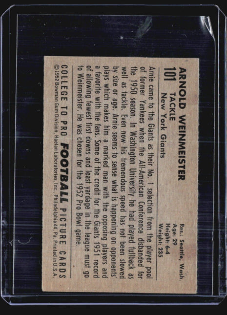 1952 Bowman - Small #101 Arnie Weinmeister