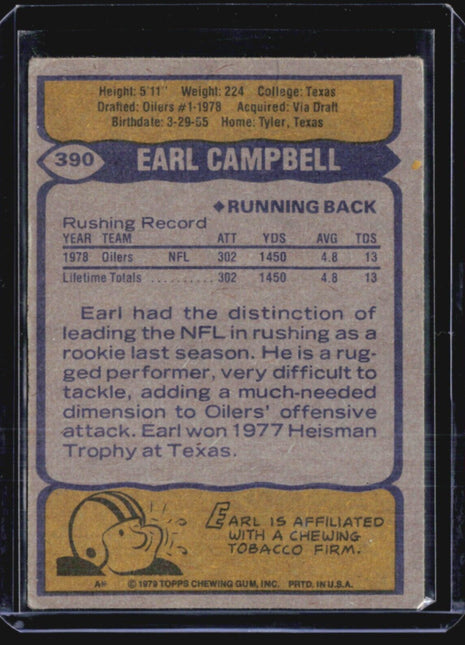 1979 Topps - #390 Earl Campbell (RC)