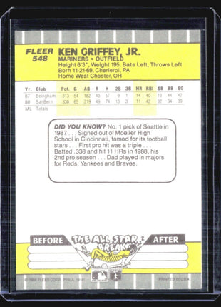 1989 Fleer - #548 Ken Griffey Jr (RC)