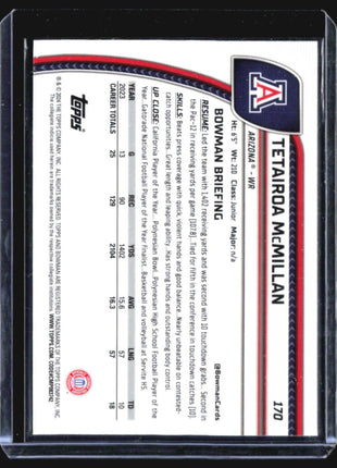 2024 Bowman University Chrome - #170 Tetairoa McMillan (RC) Purple Shimmer