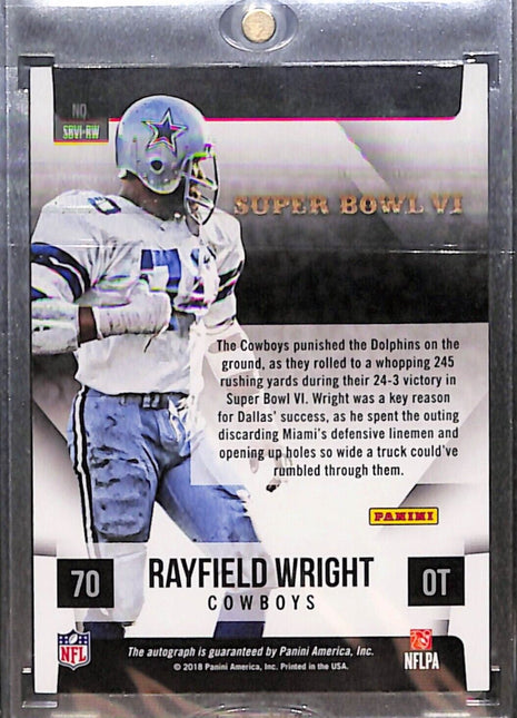 2018 Panini Rayfield Wright Super Bowl Auto #SBVI-RW Cowboys Auto