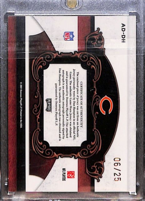 2007 National Treasures Dan Hampton All Decade Patch Auto /25 Bears HOF