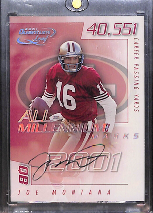2001 Quantum Leaf - All-Millennium Marks #A MAR - 26 Joe Montana /100 Auto HOF