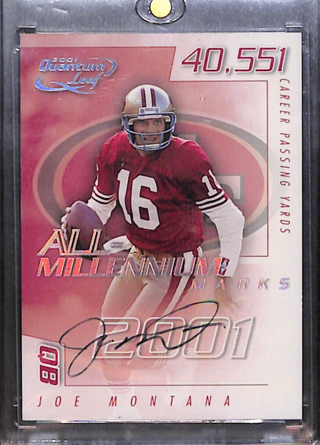 2001 Quantum Leaf - All-Millennium Marks #A MAR - 26 Joe Montana /100 Auto HOF