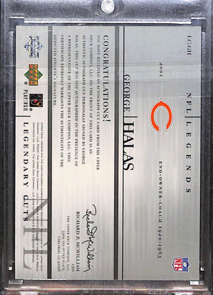 2001 Ud Legendary Cuts George Halas Cut Auto Bears HOF