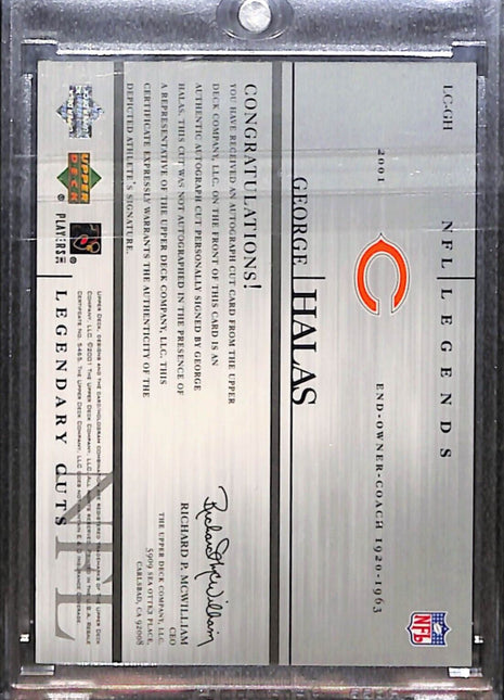 2001 Ud Legendary Cuts George Halas Cut Auto Bears HOF